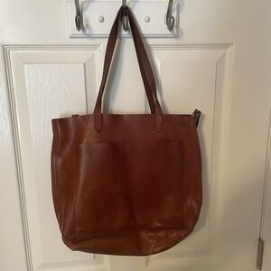 Madewell Meduim The Leather Transport Tote Bag English Saddle Brown Purse F5788